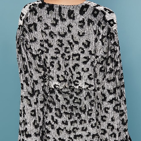 new🤩RETROFETE Gabrielle Robe Dress Silver Leopard - Picture 4 of 10